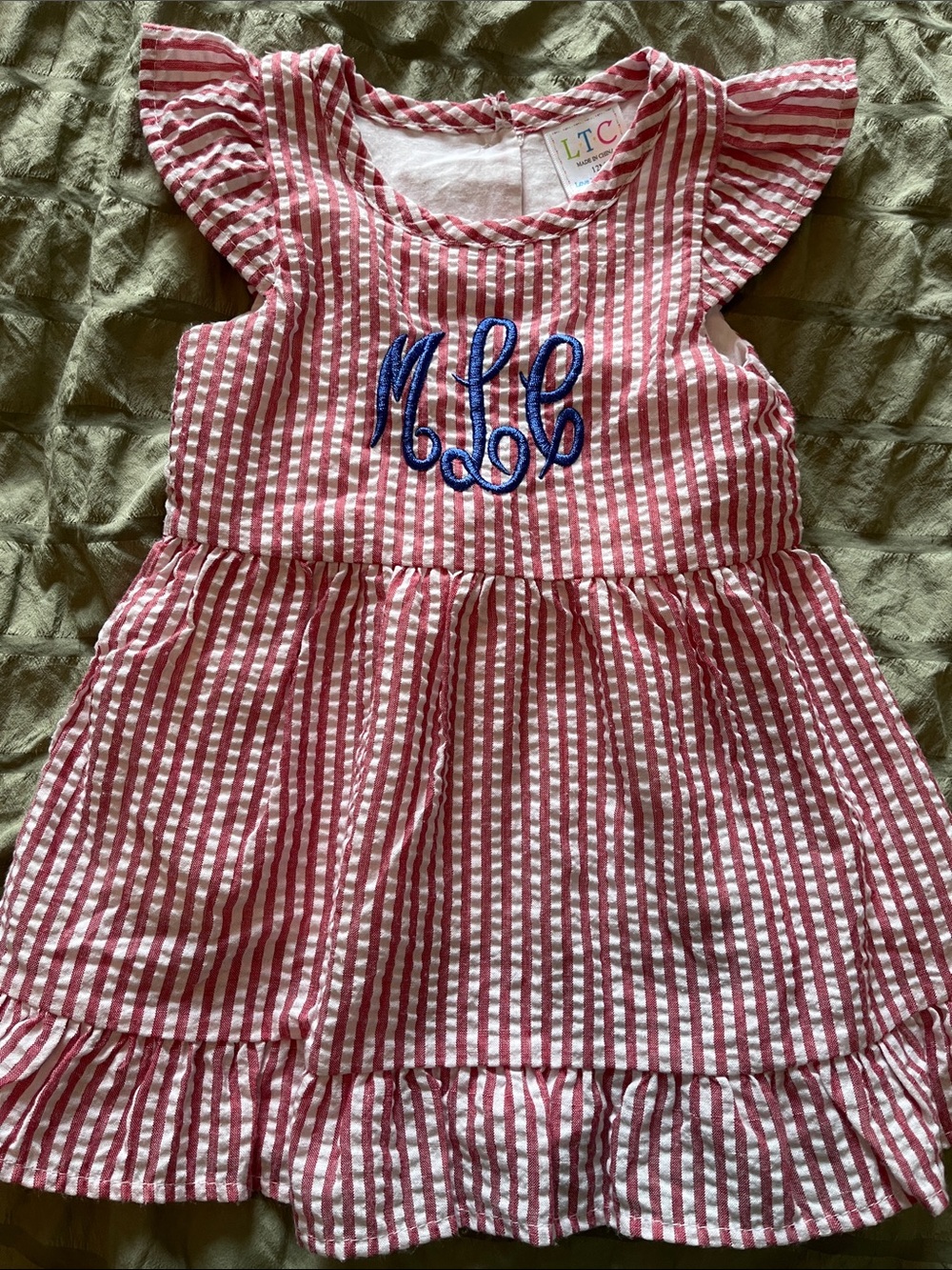 ‘MLC’ Monogram Seersucker Dress